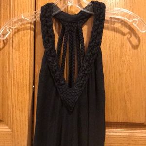 Shy black jersey braided top or swimsuit cover-up